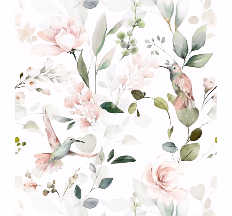 Papel pintado salón pájaro en suave pastel - TenVinilo