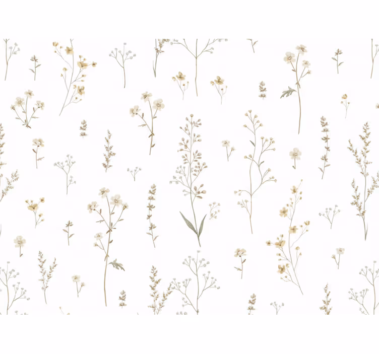 Papel pintado salón flores de campo minimalistas - TenVinilo
