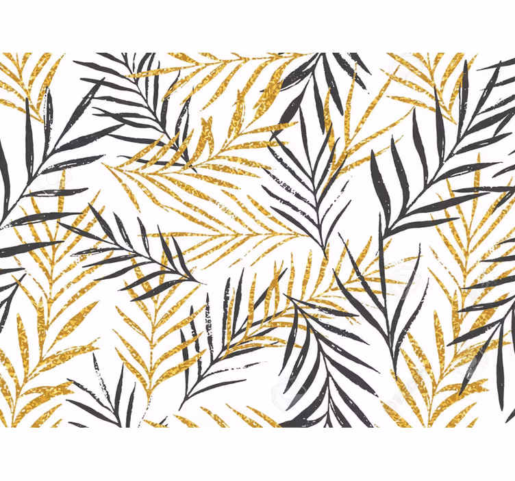 Papel pintado salón estampado de hojas de selva glamuroso - TenVinilo