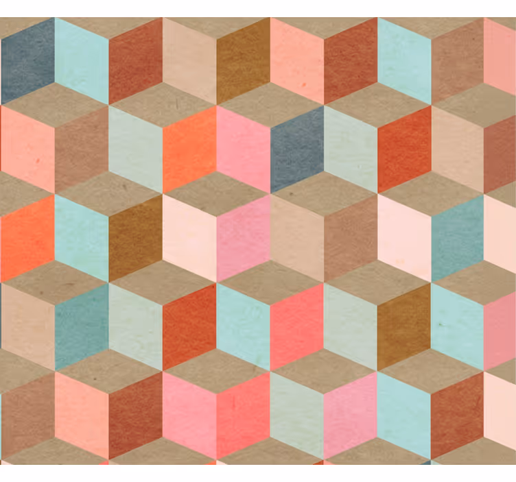 Papel pintado salón patrón geométrico pastel kraft - TenVinilo