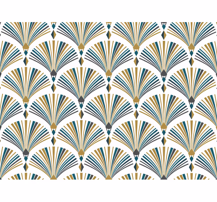 Papel pintado salón mural de abanicos vintage gatsby - TenVinilo