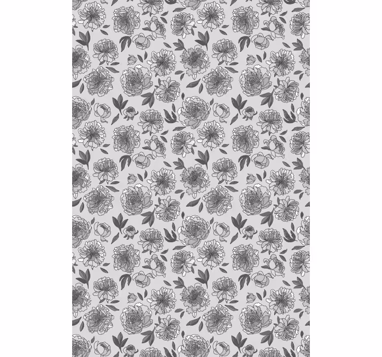 Papel pintado pasillos patrón de peonía monocromo - TenVinilo