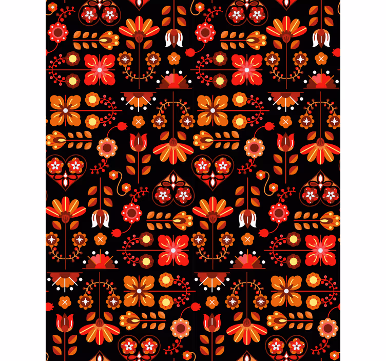 Papel pintado pasillos arte popular naranja - TenVinilo