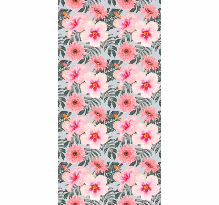 Papel pintado pasillos hibiscos y flores - TenVinilo