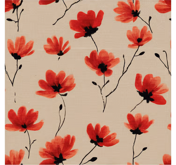 Papel pintado pasillos acuarela de amapolas rojas - TenVinilo