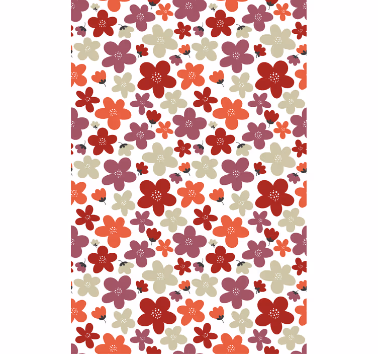 Papel pintado nórdico flores abstractas rojas - TenVinilo