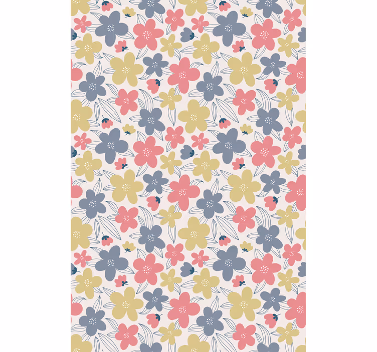 Papel pintado nórdico patrón de flores en colores claros - TenVinilo