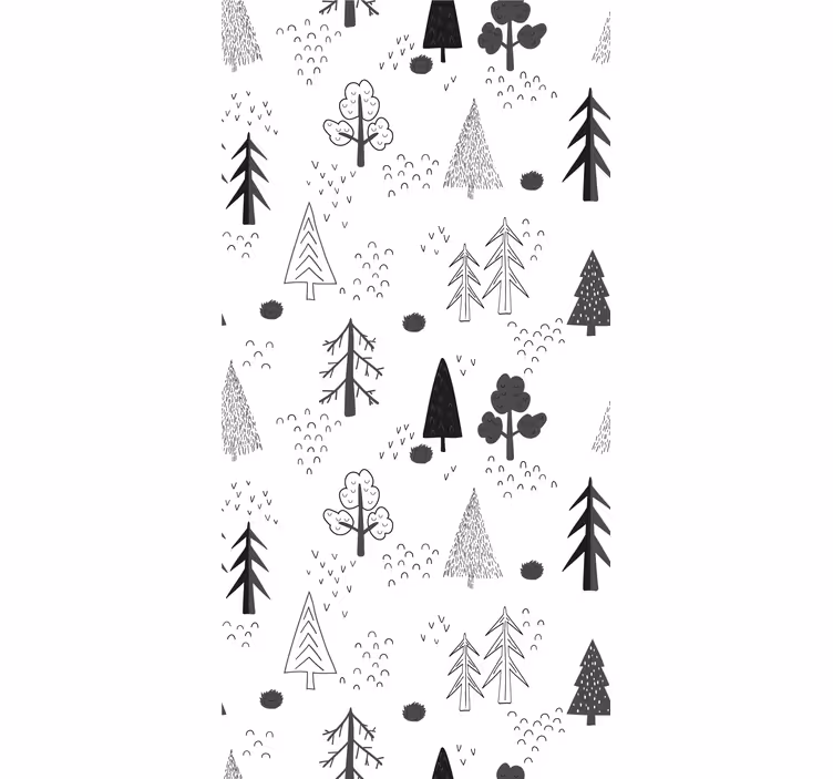 Papel pintado nórdico árboles minimalistas blancos - TenVinilo