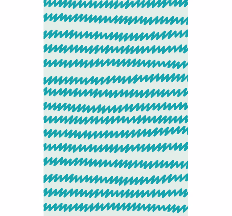 Papel pintado nórdico zig zag a mano en aqua y blanco - TenVinilo