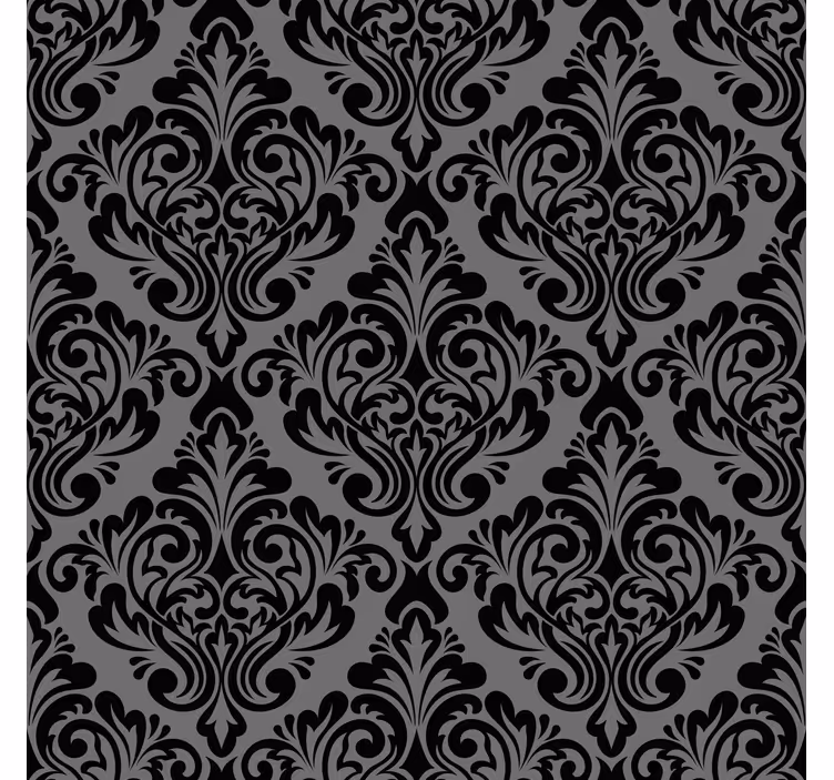 Papel pintado clásico damasco negro vintage - TenVinilo