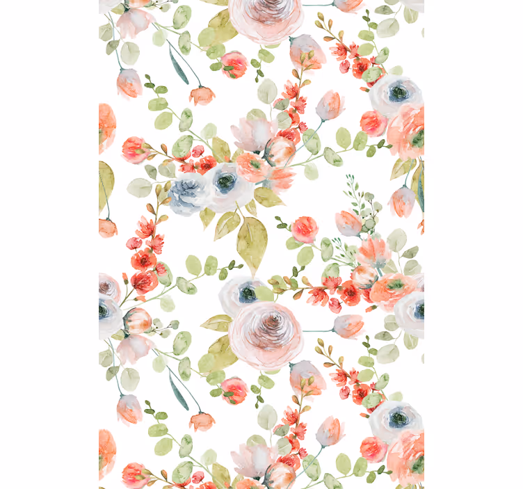 Papel pintado clásico ramas florales - TenVinilo
