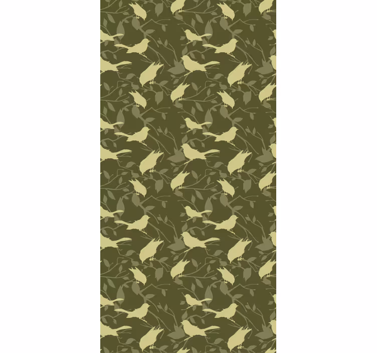 Papel pintado clásico diseño de pájaros verdes victoriano - TenVinilo