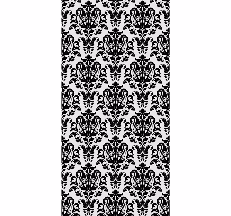 Papel pintado clásico patrón floral en blanco y negro - TenVinilo