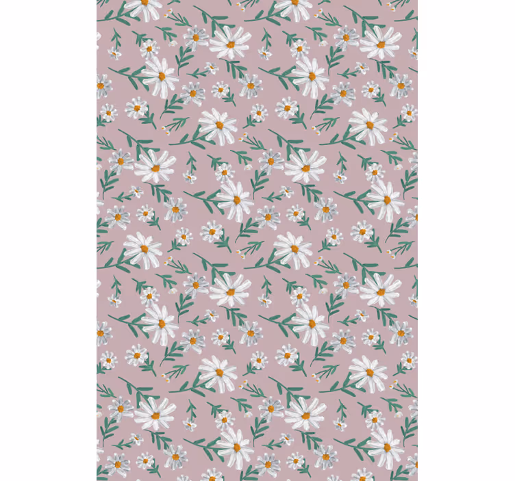 Papel pintado salón margaritas rosas años 70 - TenVinilo