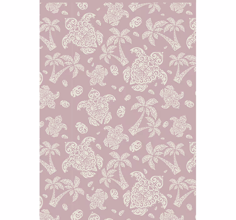 Papel pintado salón patrón de tortuga y palmera - TenVinilo