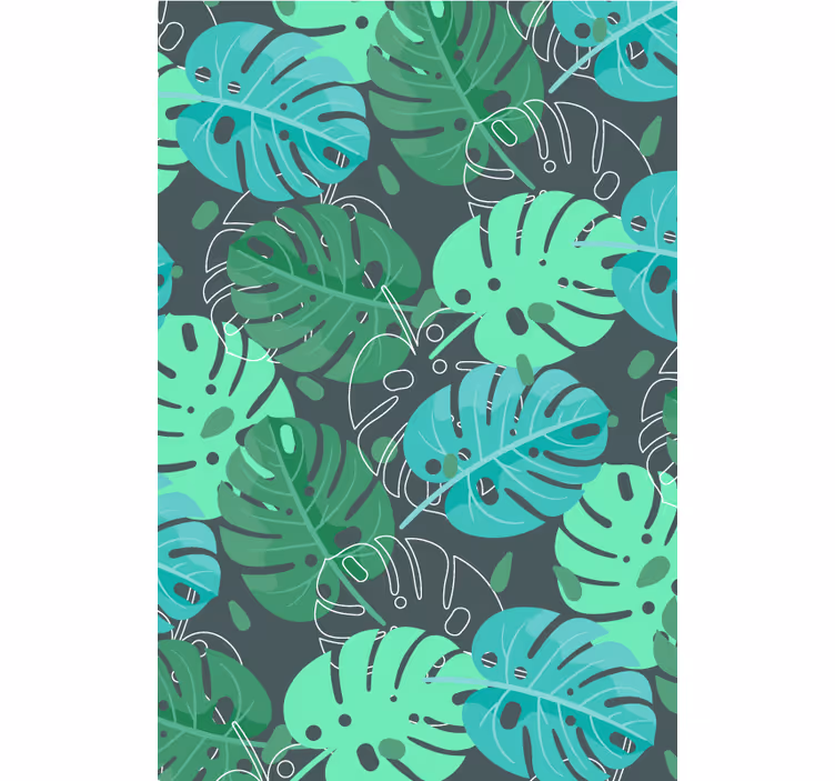 Papel pintado salón patrón de hojas tropicales - TenVinilo