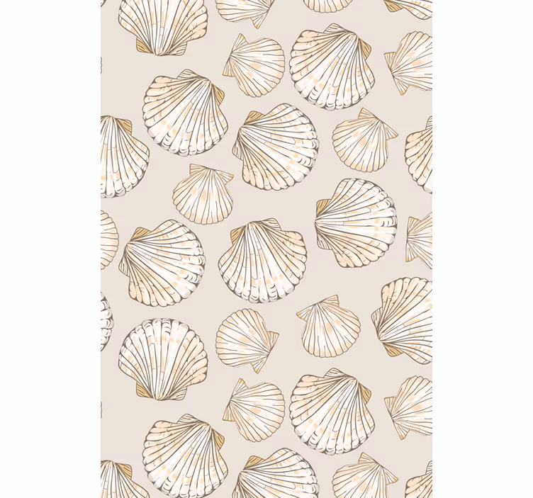 Papel pintado salón patrón de conchas - TenVinilo