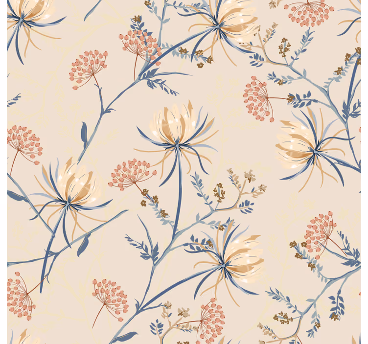 Papel pintado salón con acentos florales - TenVinilo