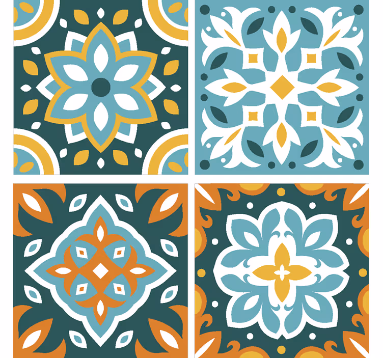 Papel pintado azulejos azules turquesa - TenVinilo
