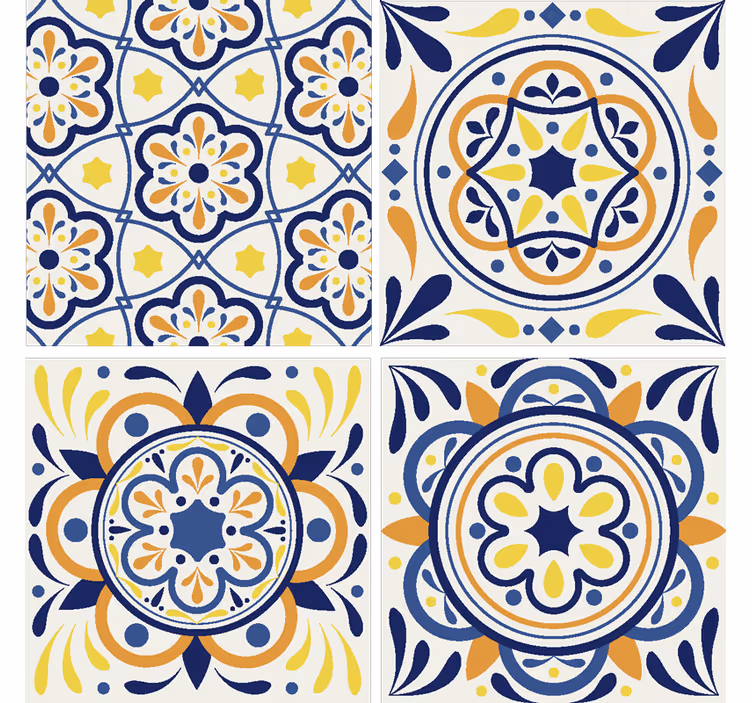 Papel pintado azulejos estilo portugués - TenVinilo
