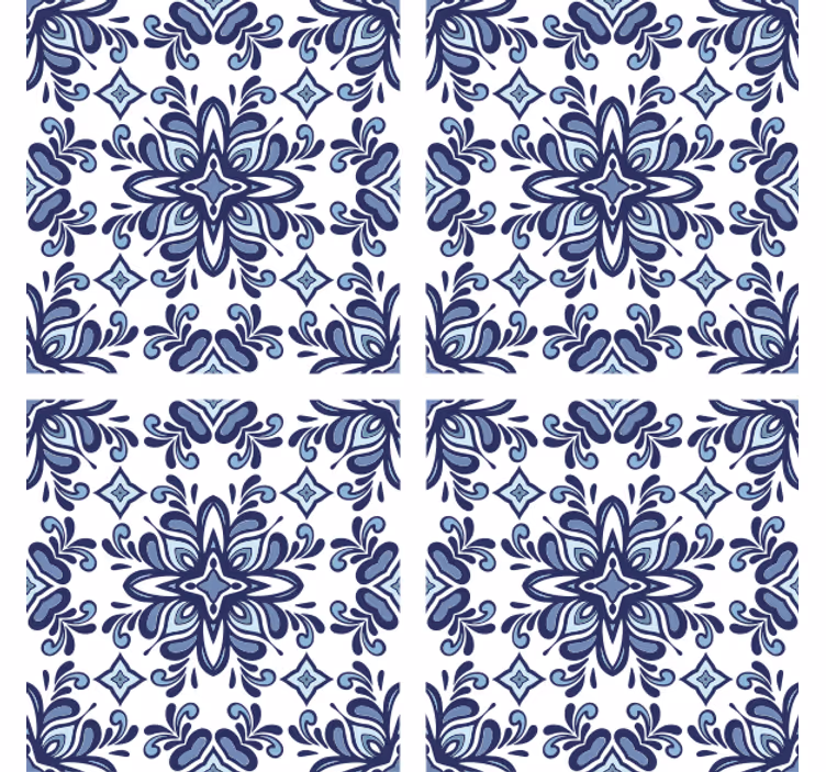 Papel pintado azulejos estilo marroquí azul - TenVinilo