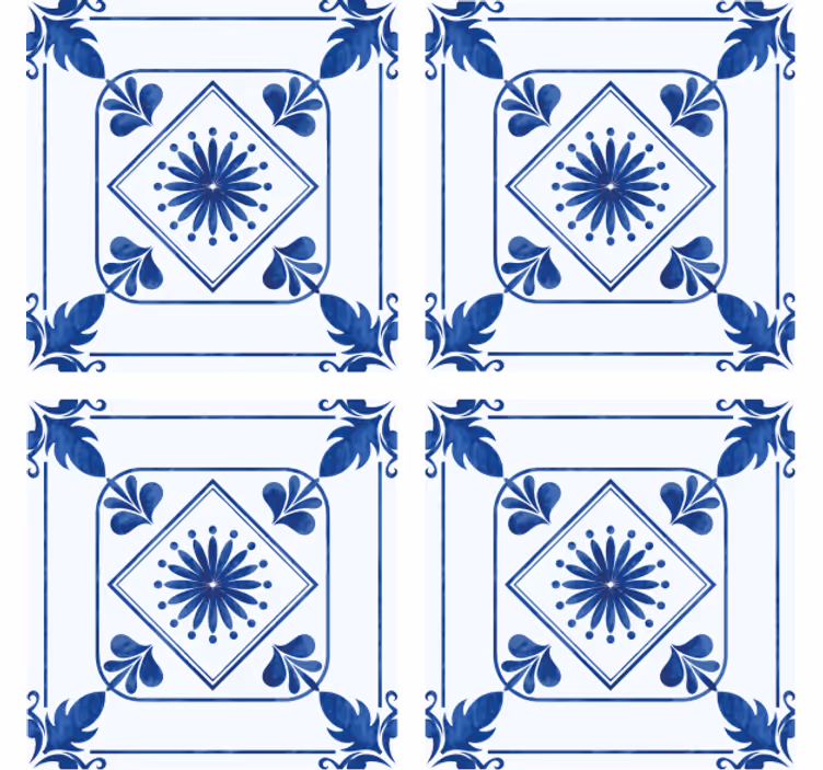 Papel pintado azulejos arreglo floral elaborado - TenVinilo