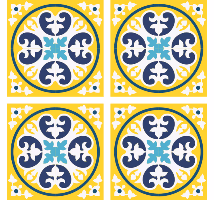Papel pintado azulejos patrón floral cerámico - TenVinilo
