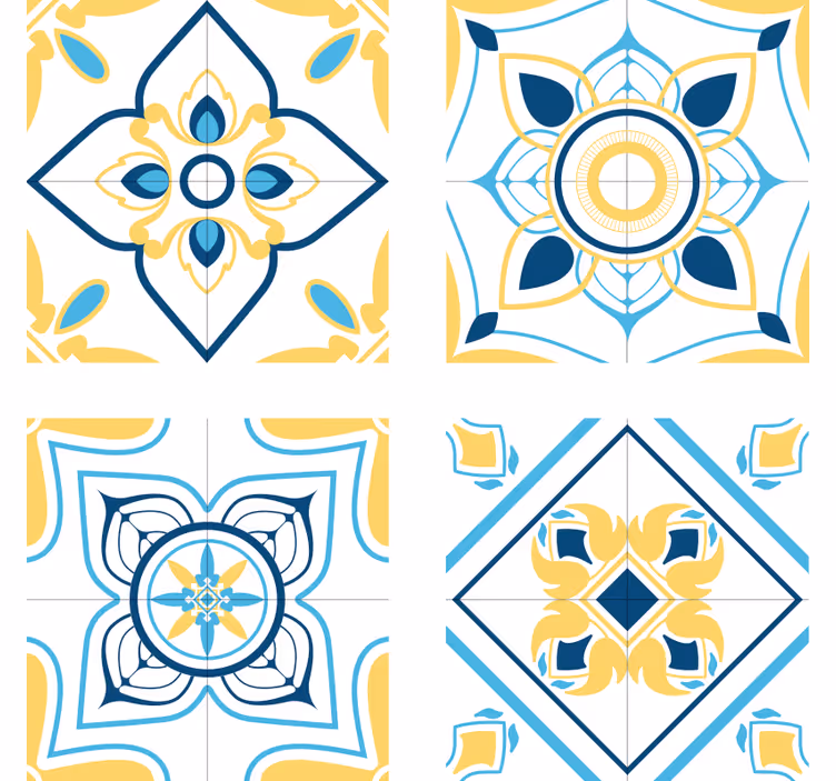 Papel pintado azulejos patrones geométricos - TenVinilo