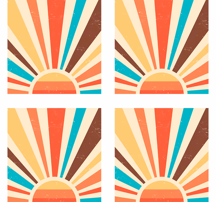 Papel pintado retro atardecer vintage abstracto - TenVinilo