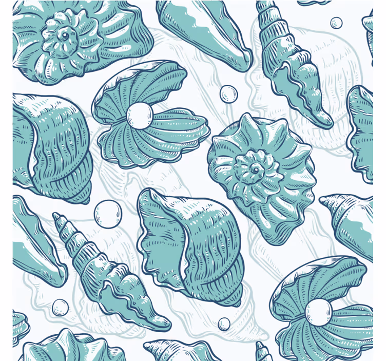 Papel pintado retro bocetos de vida marina - TenVinilo