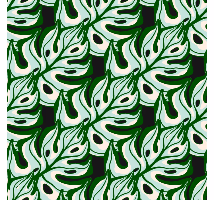 Papel pintado flores diseño de flora negra y verde - TenVinilo