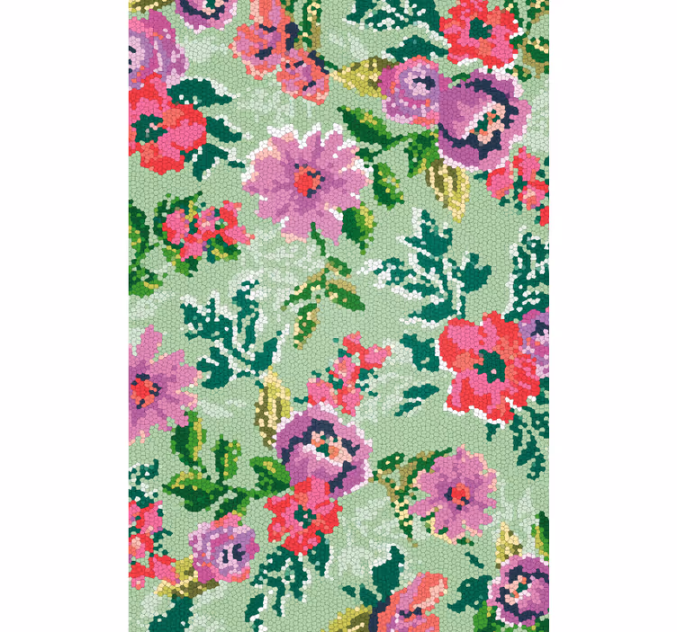 Papel pintado flores patrón floral mosaico - TenVinilo