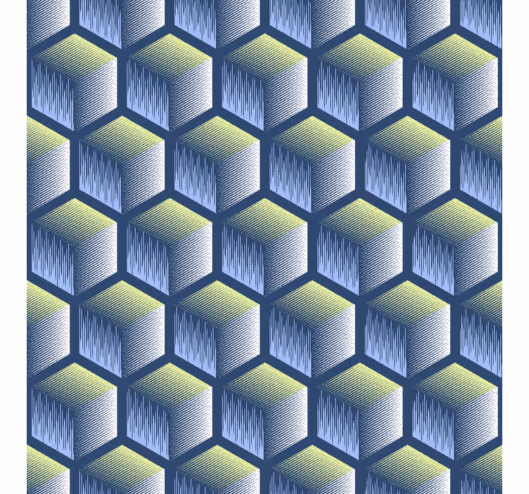 Papel pintado geométrico patrón de cubos hexagonales - TenVinilo