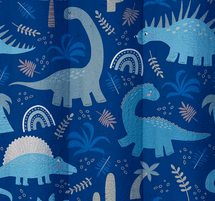 Papel pintado dinosaurios tonos azules - TenVinilo