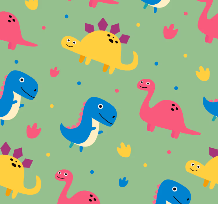 Papel pintado dinosaurios estilo colorido - TenVinilo