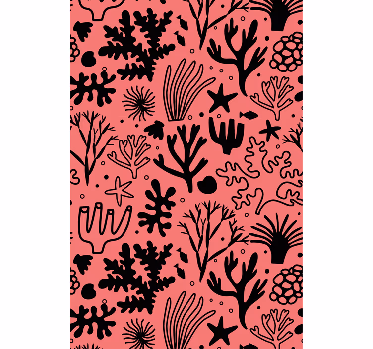 Papel pintado árboles hojas australianas rojas y negras - TenVinilo