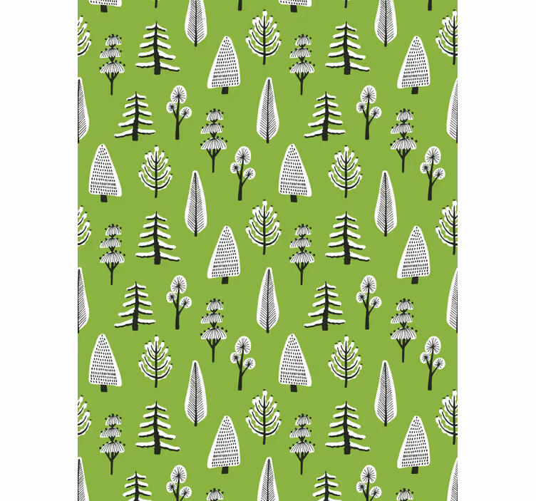 Papel pintado árboles verdes diferentes - TenVinilo