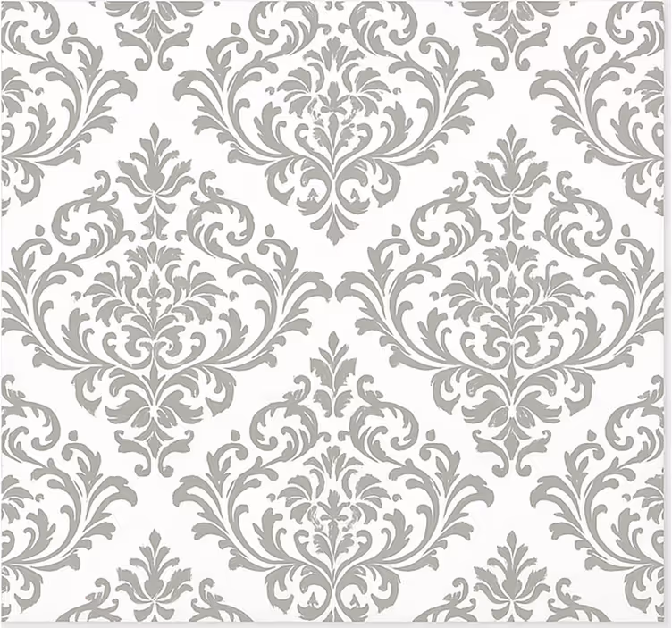 Papel pintado salón patrón barroco gris - TenVinilo