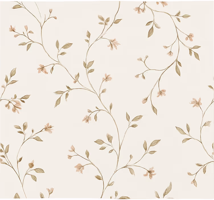 Papel pintado salón fondo blanco con flores - TenVinilo