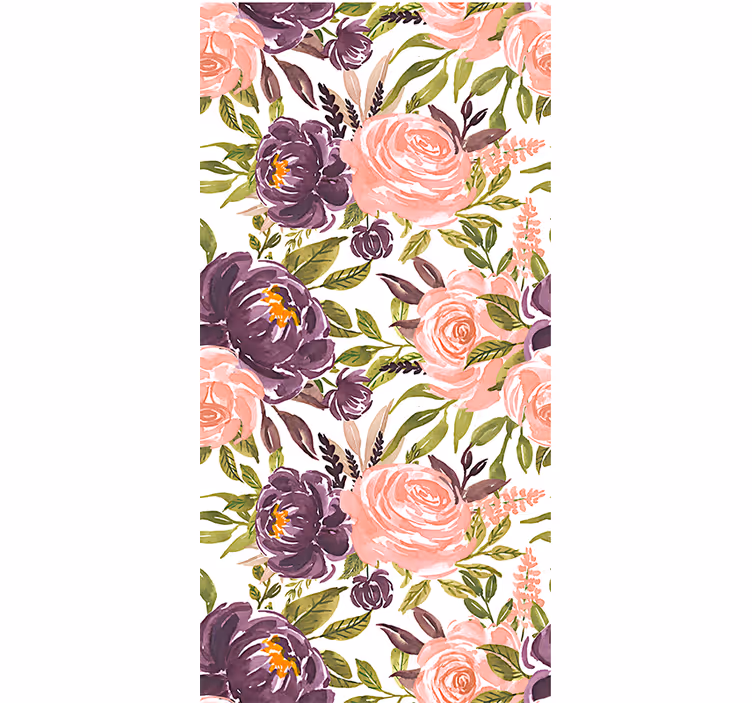 Papel pintado salón flores acuareladas encantadoras - TenVinilo