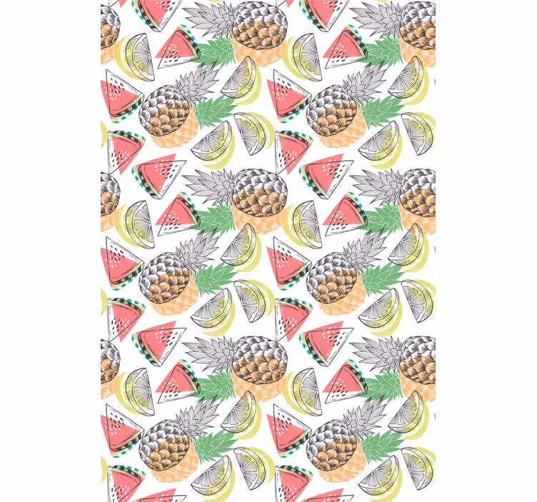 Papel pintado moderno patrón colorido de frutas de verano - TenVinilo