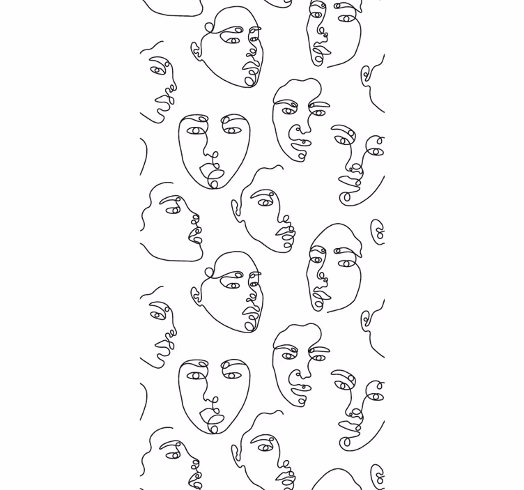 Papel pintado moderno patrón de caras en línea - TenVinilo