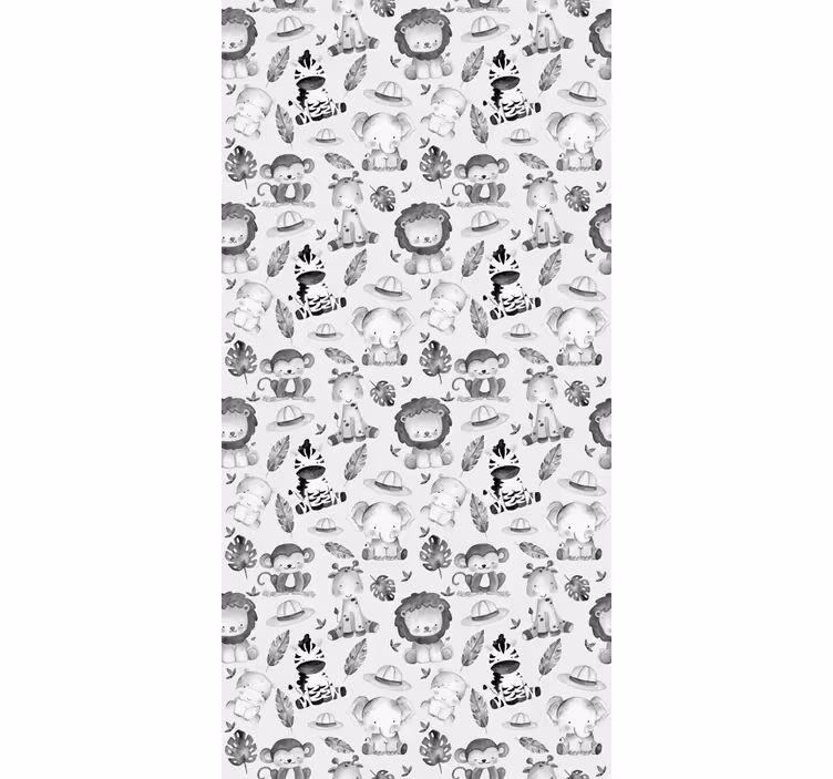 Papel pintado infantil animales bebés grises - TenVinilo