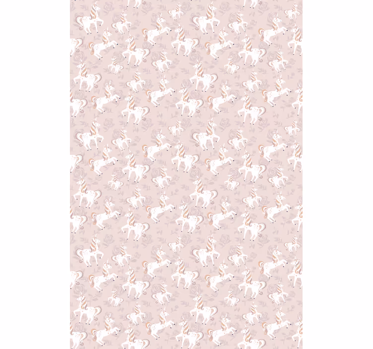 Papel pintado infantil fantasía de unicornios beige - TenVinilo
