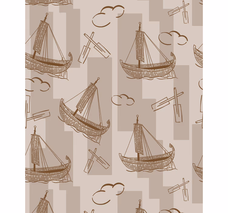 Papel pintado infantil patrón de barcos de vela - TenVinilo