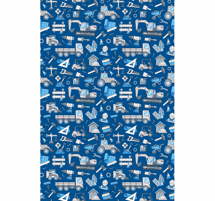 Papel pintado infantil maquinaria de construcción - TenVinilo