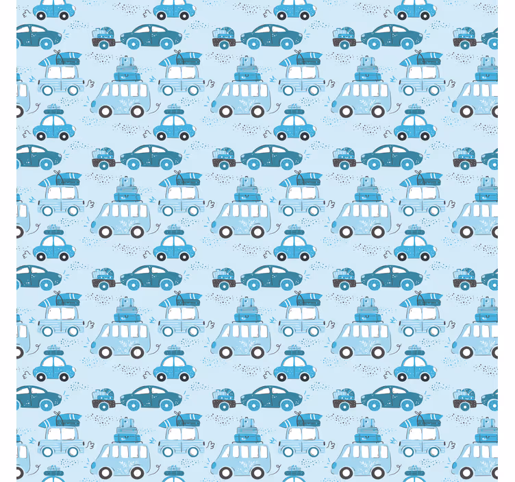 Papel pintado infantil coches azules - TenVinilo