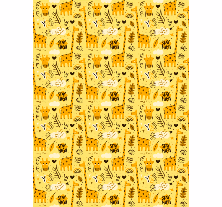 Papel pintado infantil patrón savannah amarillo - TenVinilo