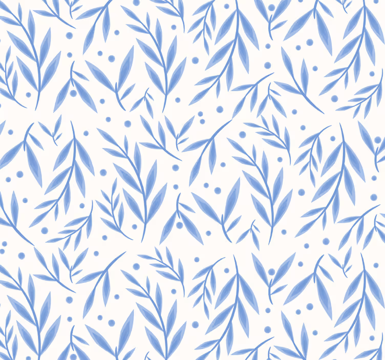 Papel pintado baño patrón azul y blanco - TenVinilo