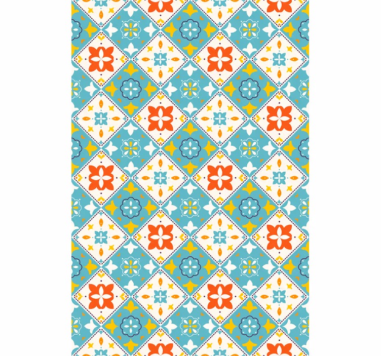 Papel pintado baño azulejos azules y beige - TenVinilo